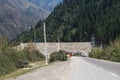 An embankment of an anti-mudflow dam under construction in the big Almaty gorge.